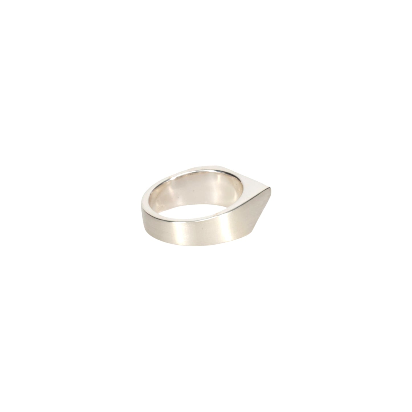 PENTAGON RING WITH HAIR LINE / SILVER