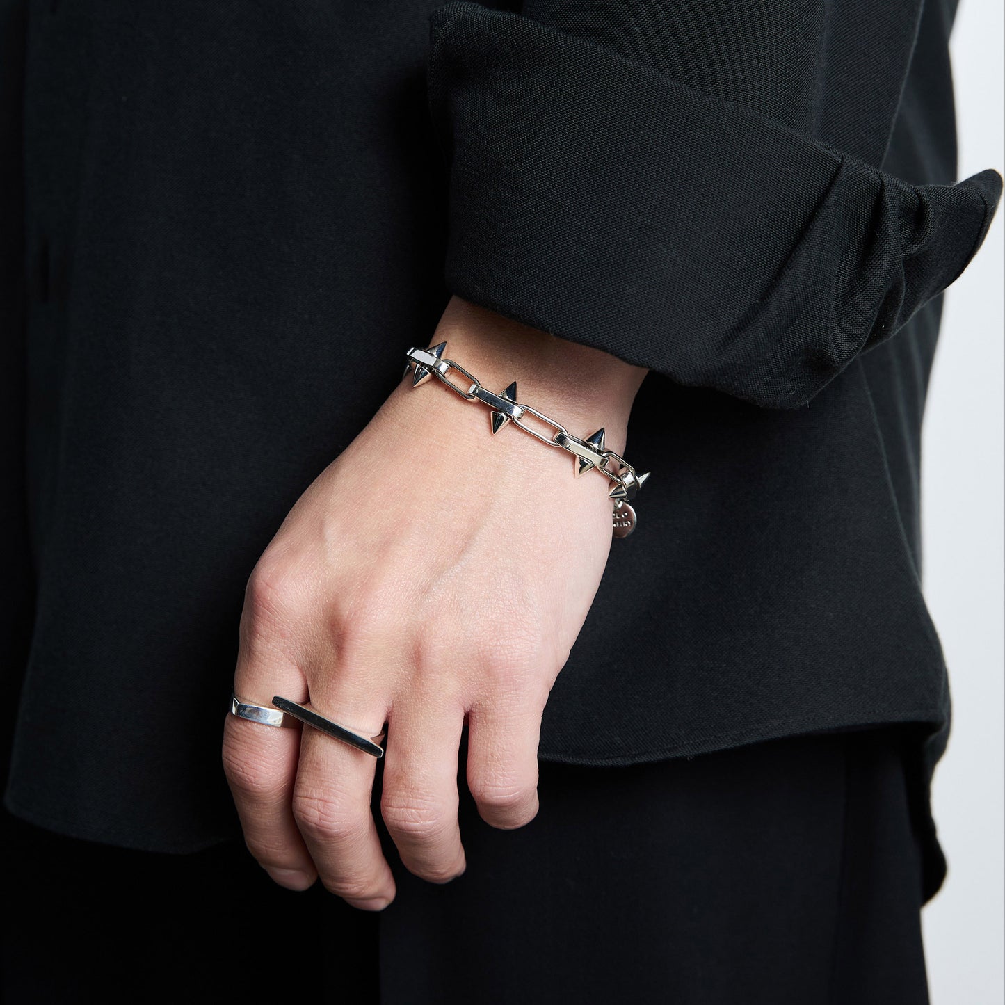 SPIKE LINK BRACELET -15MM- / SILVER