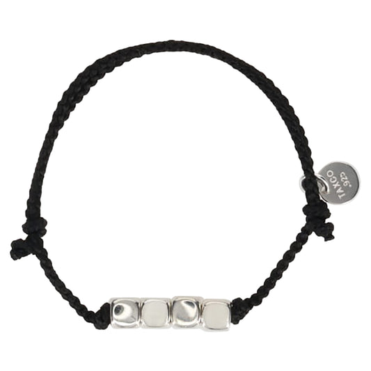 CUBE WITH HAIR LINE LINK SILK CODE BRACELET / SILVER