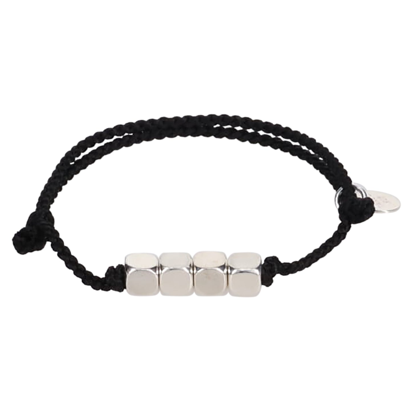 CUBE WITH HAIR LINE LINK SILK CODE BRACELET / SILVER