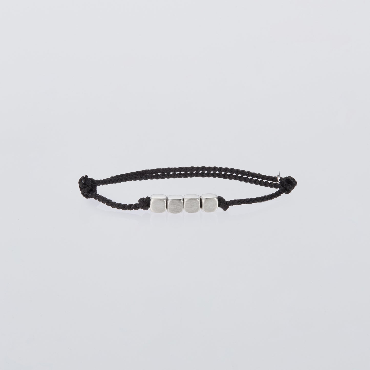 CUBE WITH HAIR LINE LINK SILK CODE BRACELET / SILVER
