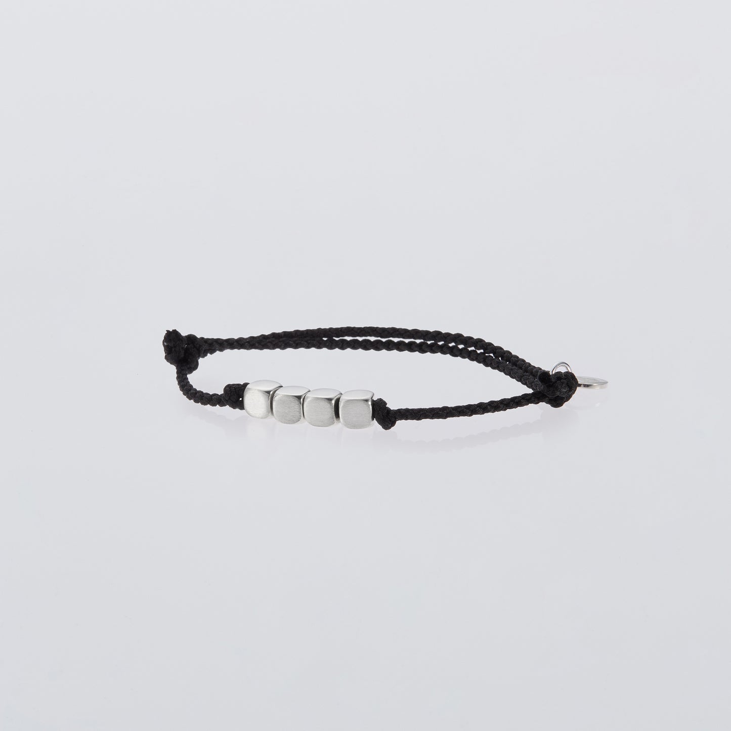 CUBE WITH HAIR LINE LINK SILK CODE BRACELET / SILVER