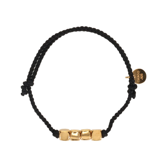 CUBE WITH HAIR LINE LINK SILK CODE BRACELET -GOLD- / GOLD