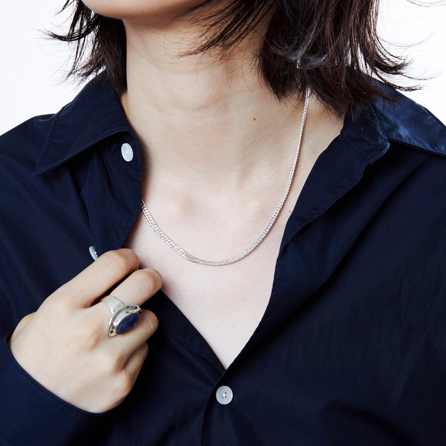 FLAT LINK NECKLACE -DOUBLE- / SILVER