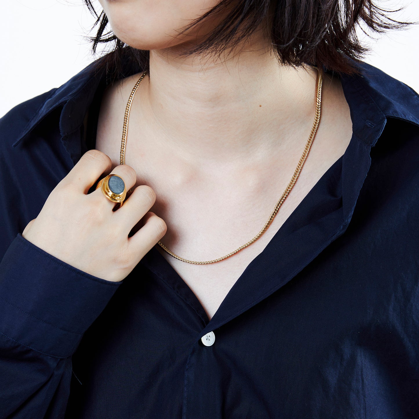 FLAT LINK NECKLACE -DOUBLE- -GOLD- / GOLD