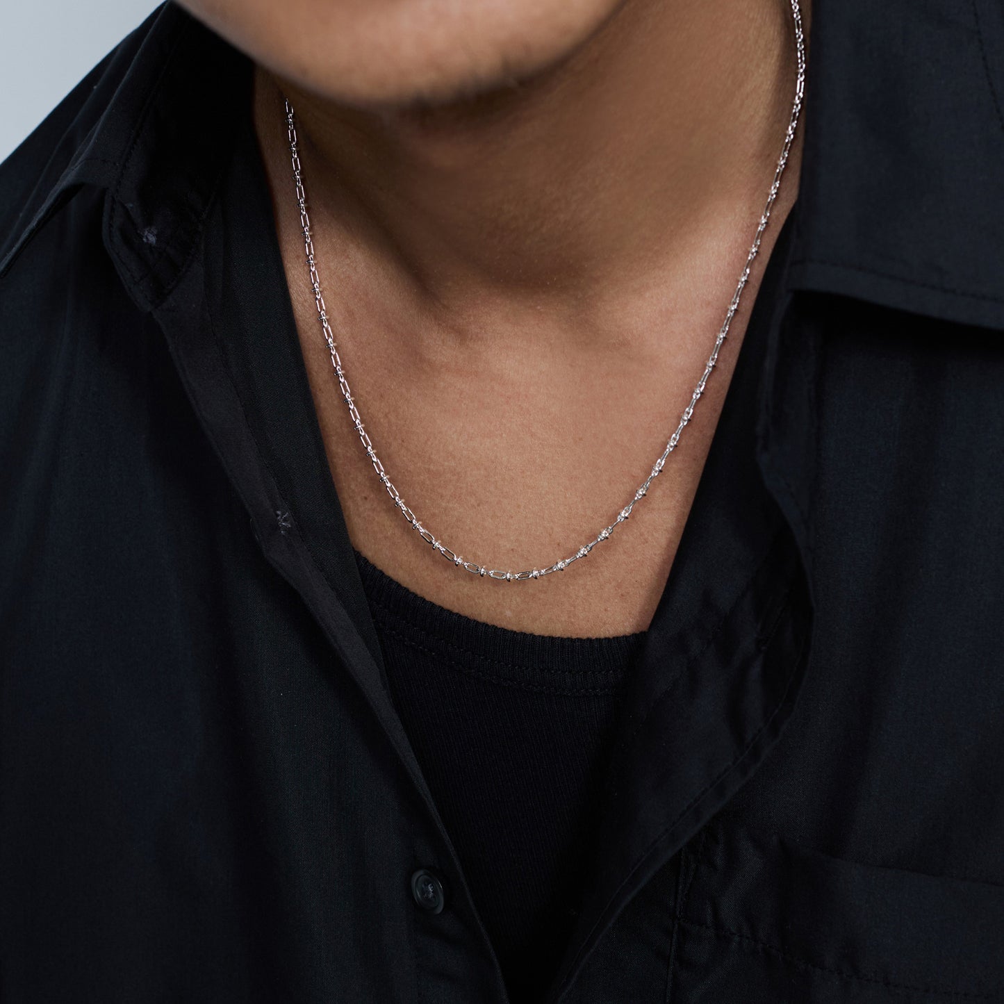 OVAL SOLID LINK NECKLACE -2MM- / SILVER