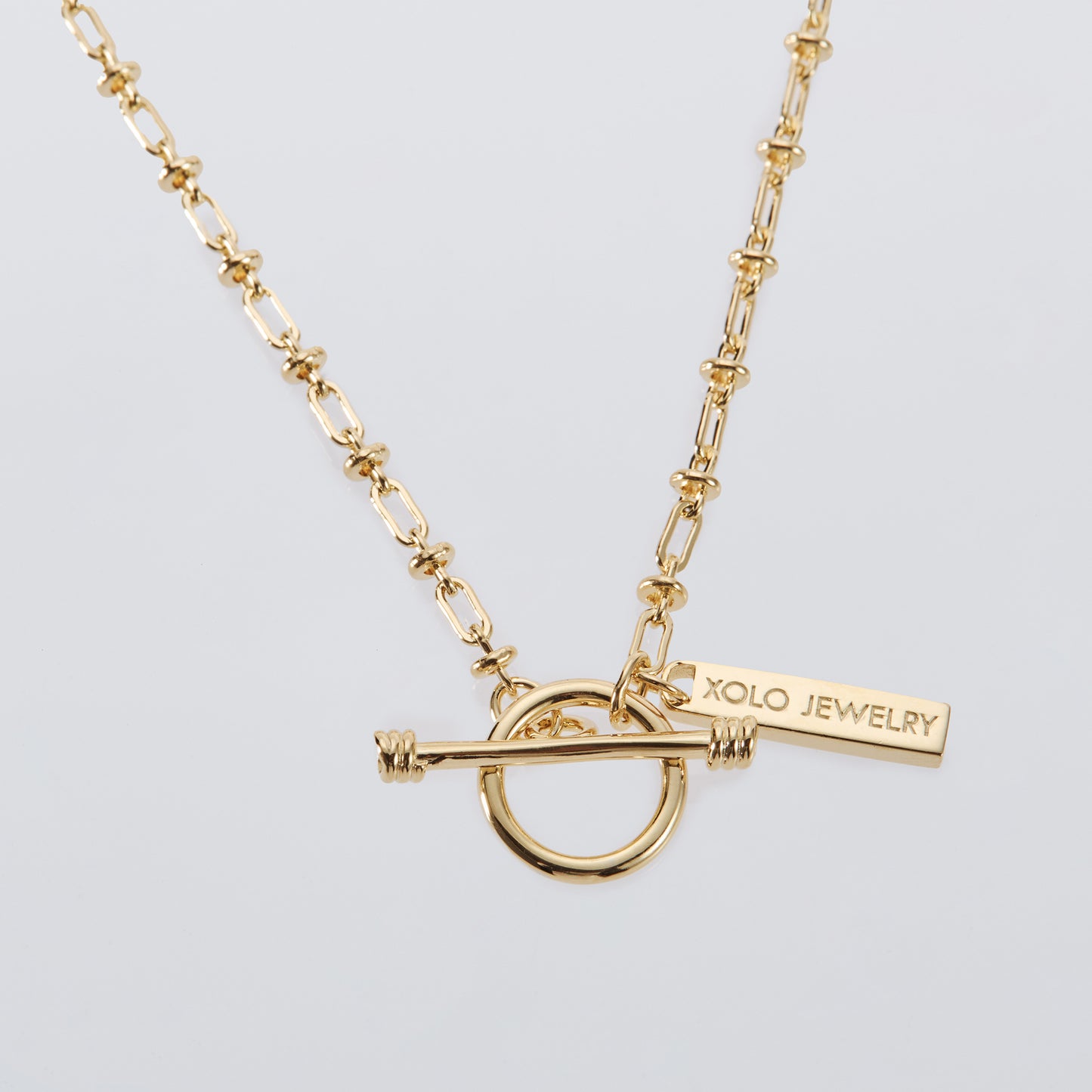 OVAL SOLID LINK NECKLACE -2MM- -GOLD- / GOLD