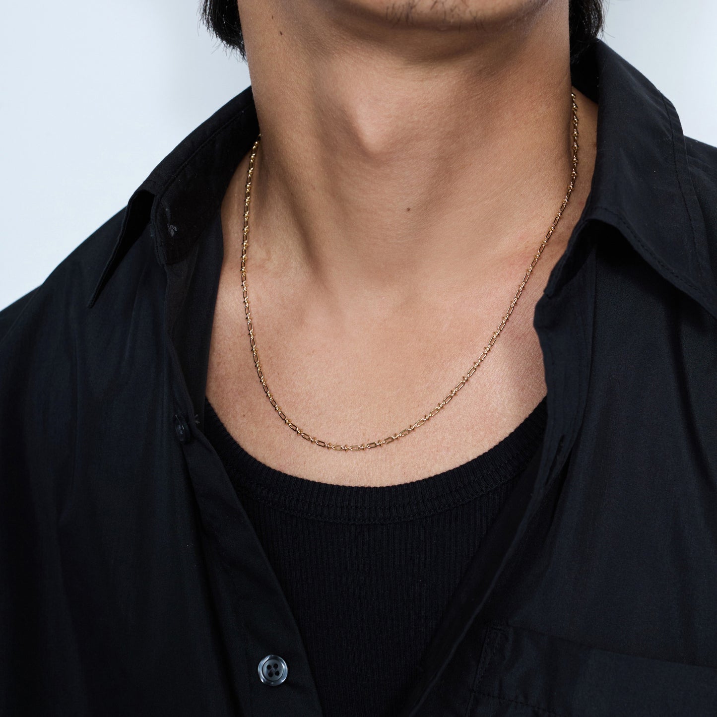 OVAL SOLID LINK NECKLACE -2MM- -GOLD- / GOLD