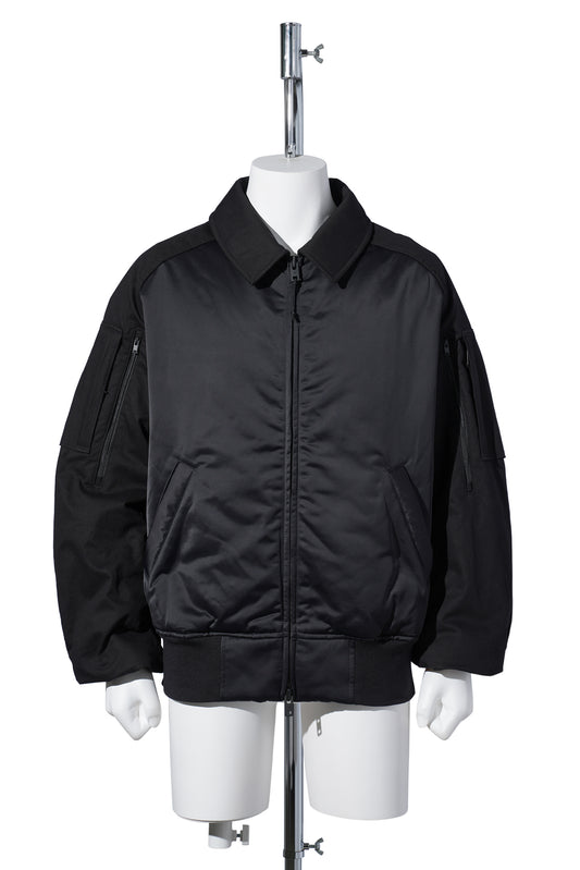 COTTON-BCI PRT BOMBER JKT / BLACK