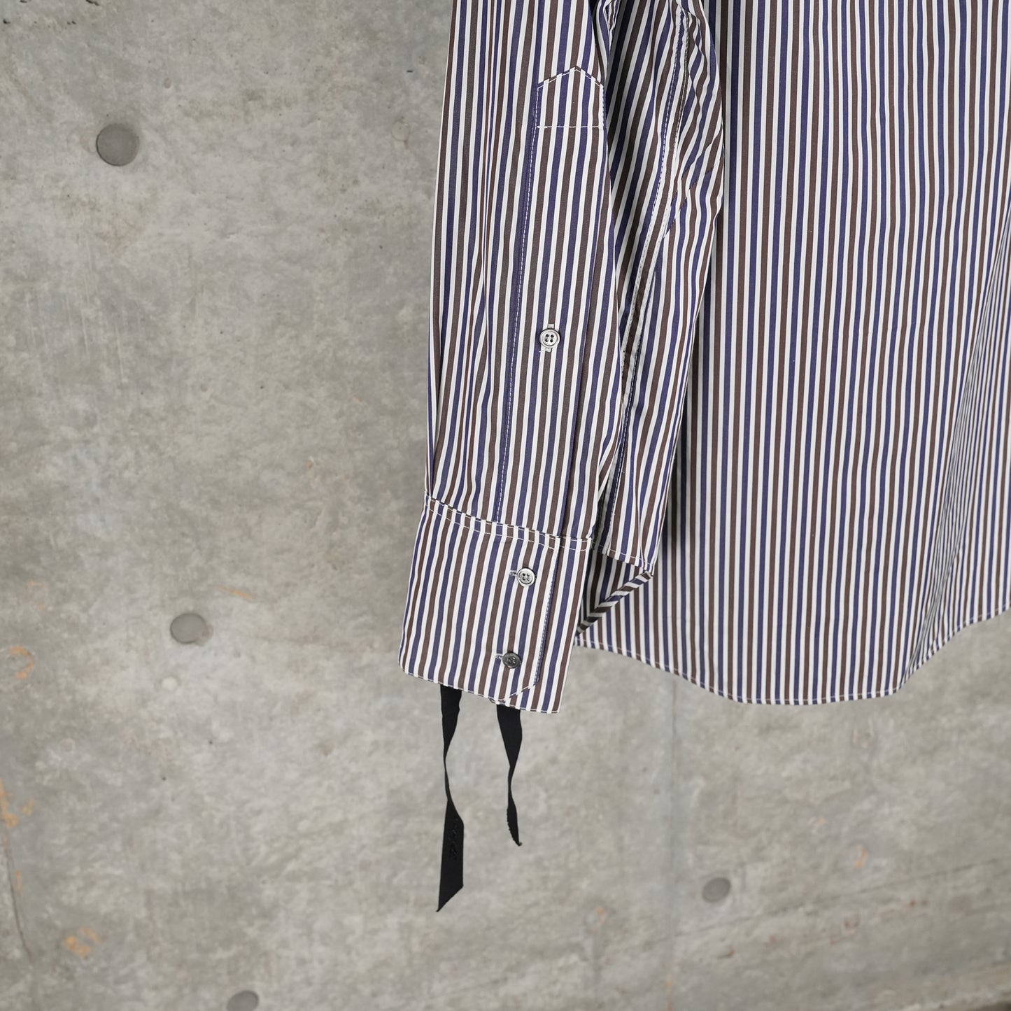 OVERSIZED SHIRT PATCH POCKETS / BROWN/WHITE/NAVY