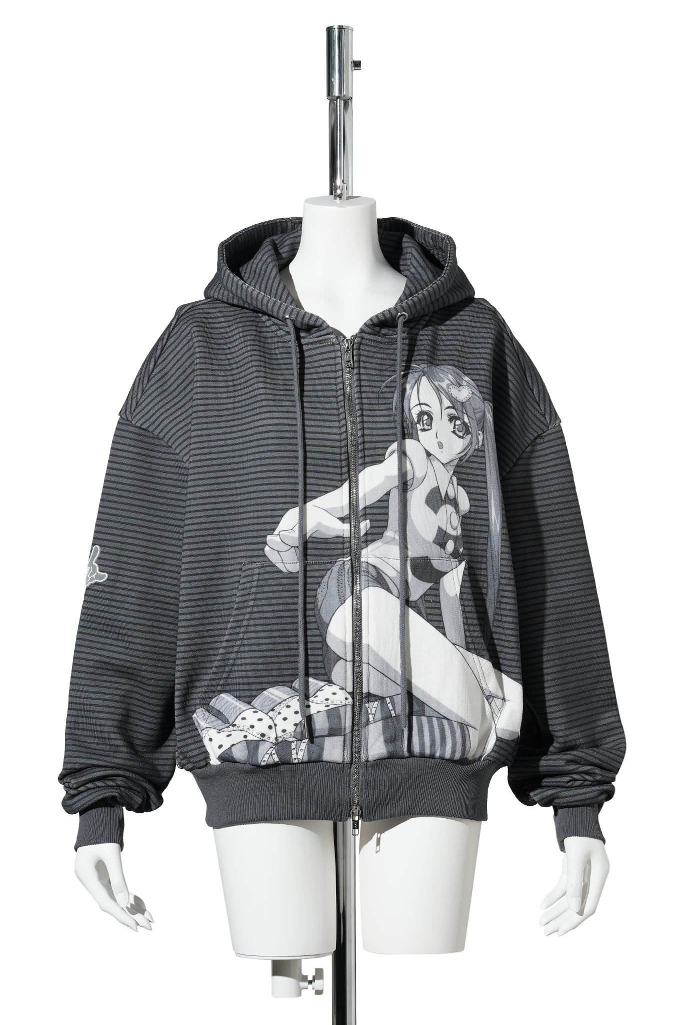 THIN STRIPE HOODIE / MONOCHROME