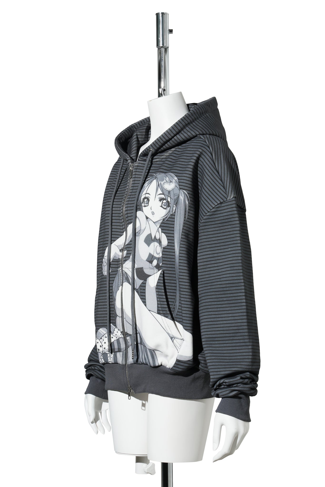 THIN STRIPE HOODIE / MONOCHROME