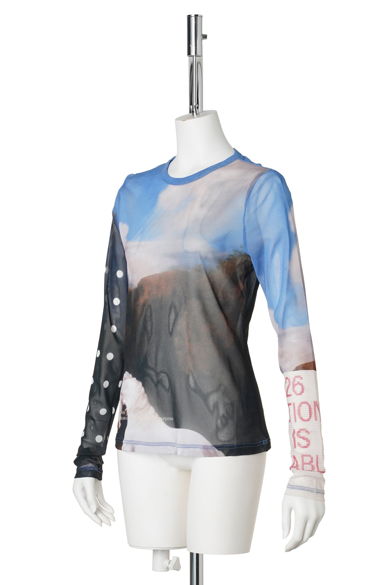 GRAPHIC MESH TOP / B