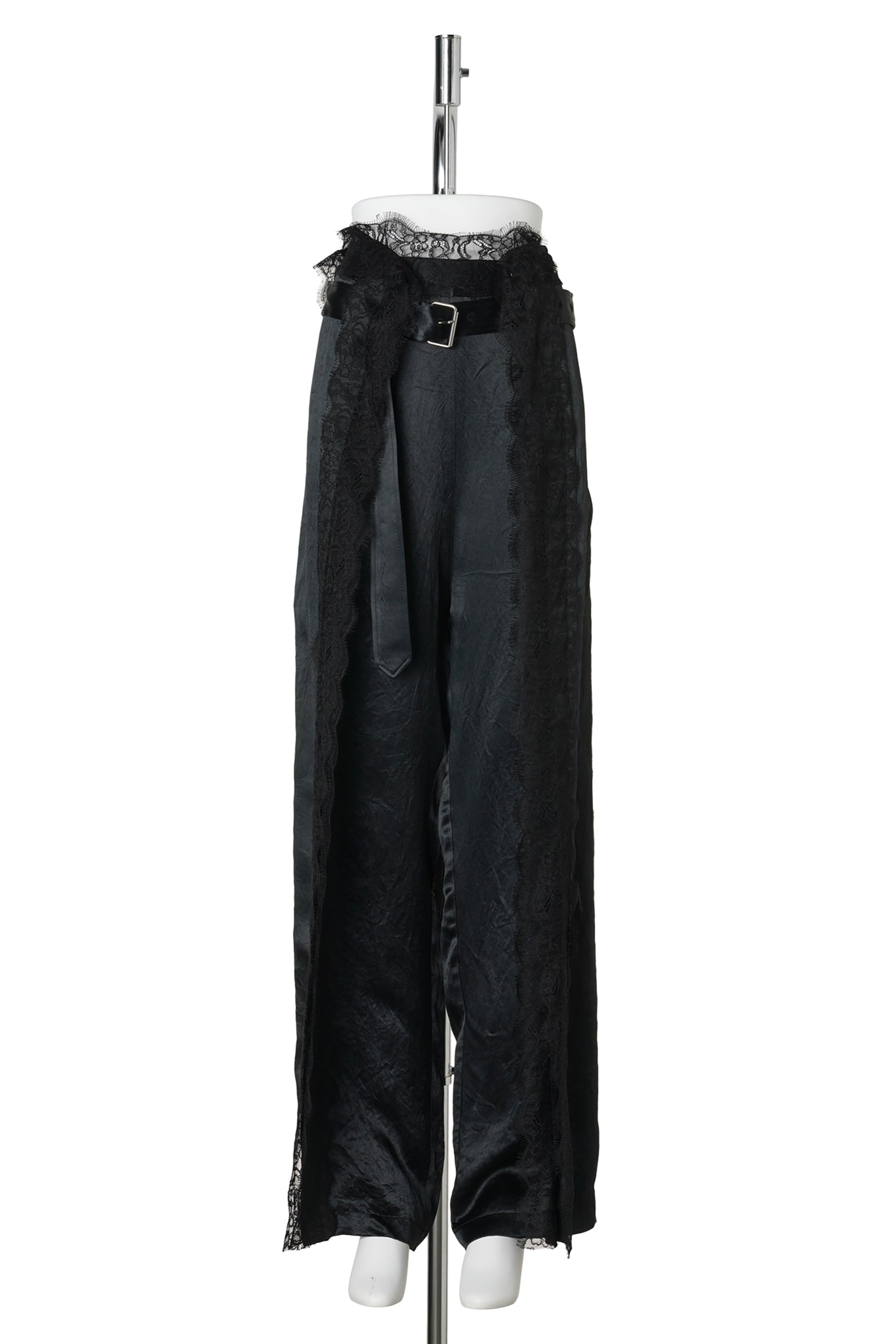 LACE TRIMED FRAME TROUSERS / BLACK