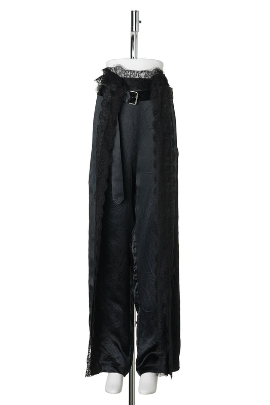 LACE TRIMED FRAME TROUSERS / BLACK