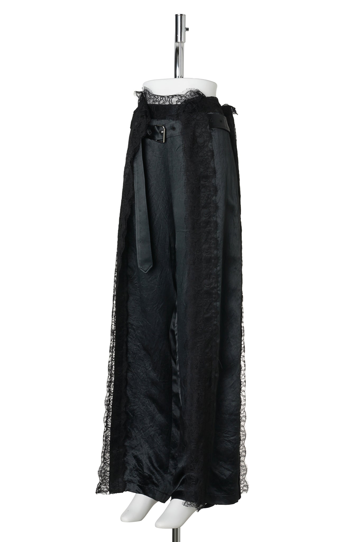 LACE TRIMED FRAME TROUSERS / BLACK
