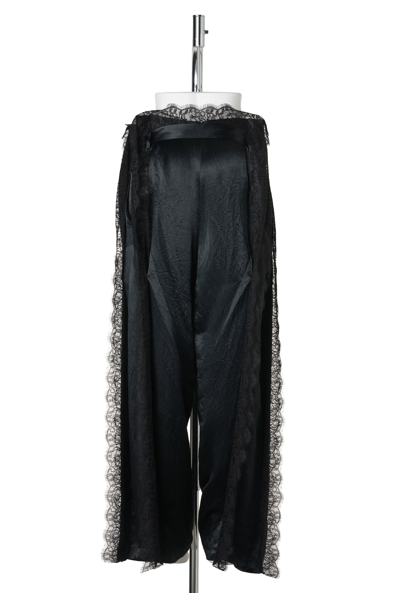 LACE TRIMED FRAME TROUSERS / BLACK