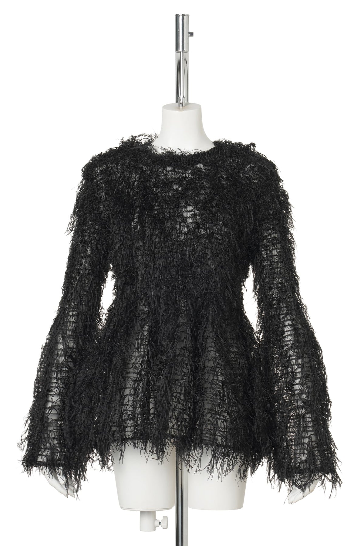 FLARE SLEEVED PLEATS TOP (FEATHER) / BLACK