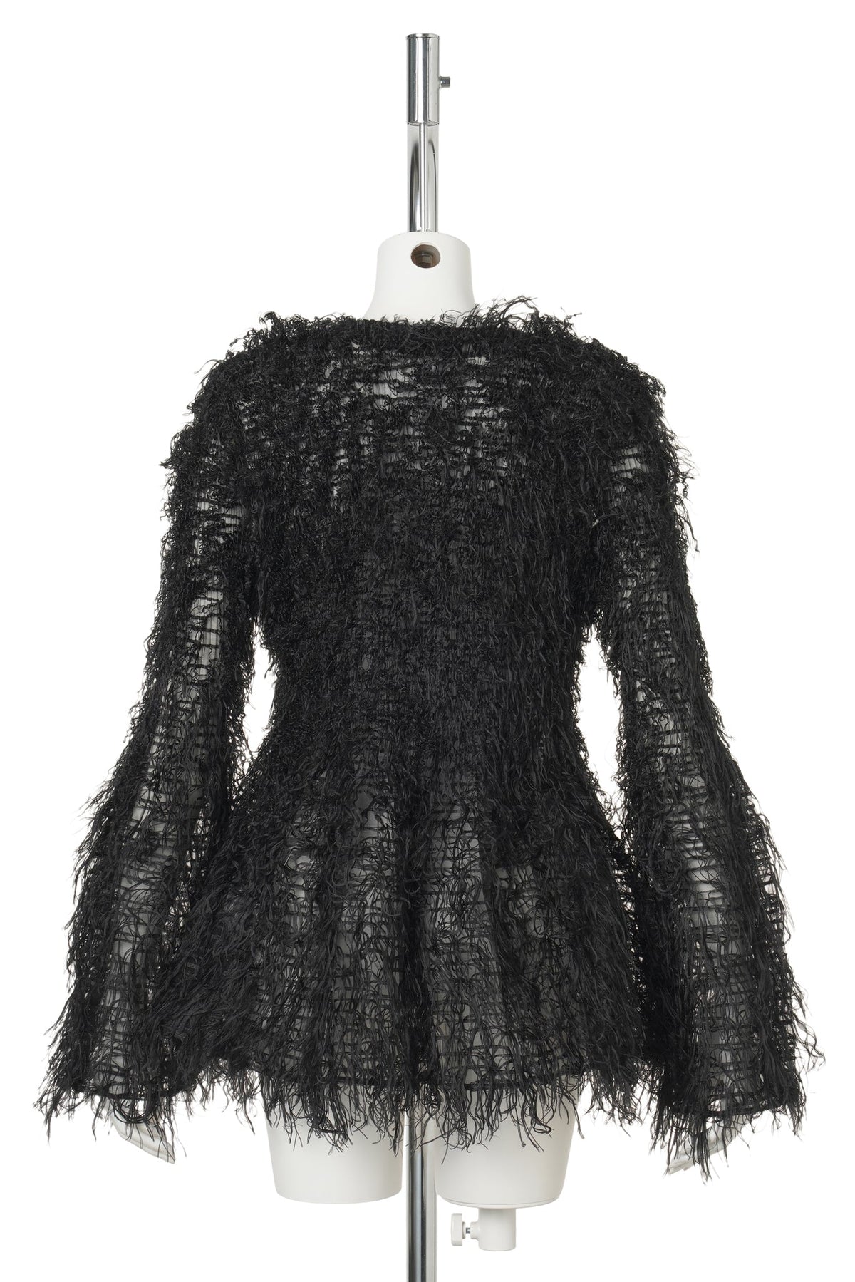 FLARE SLEEVED PLEATS TOP (FEATHER) / BLACK