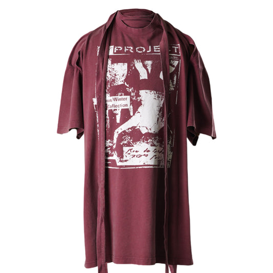 MULTISCARF ROCK BAND PRINT DRESS / BURGUNDY