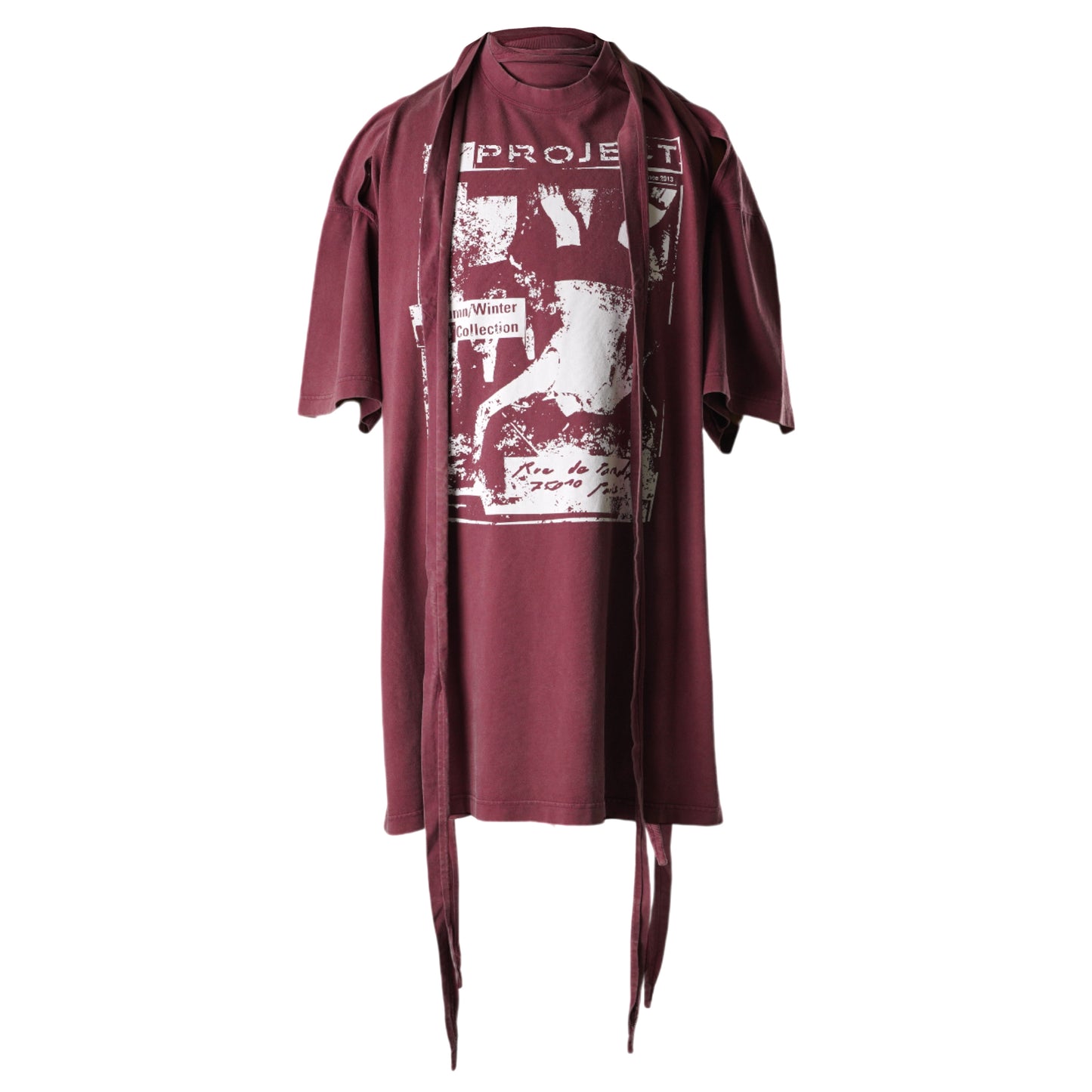 MULTISCARF ROCK BAND PRINT DRESS / BURGUNDY