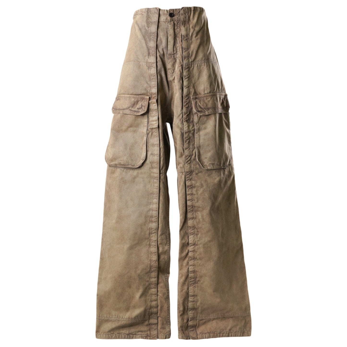 VELCRO CARGO PANTS / WASHED KHAKI