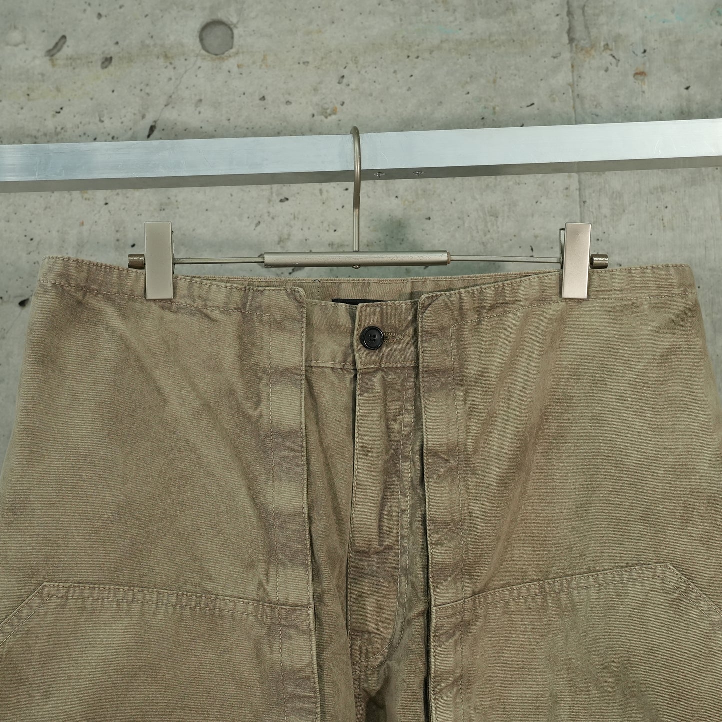 VELCRO CARGO PANTS / WASHED KHAKI