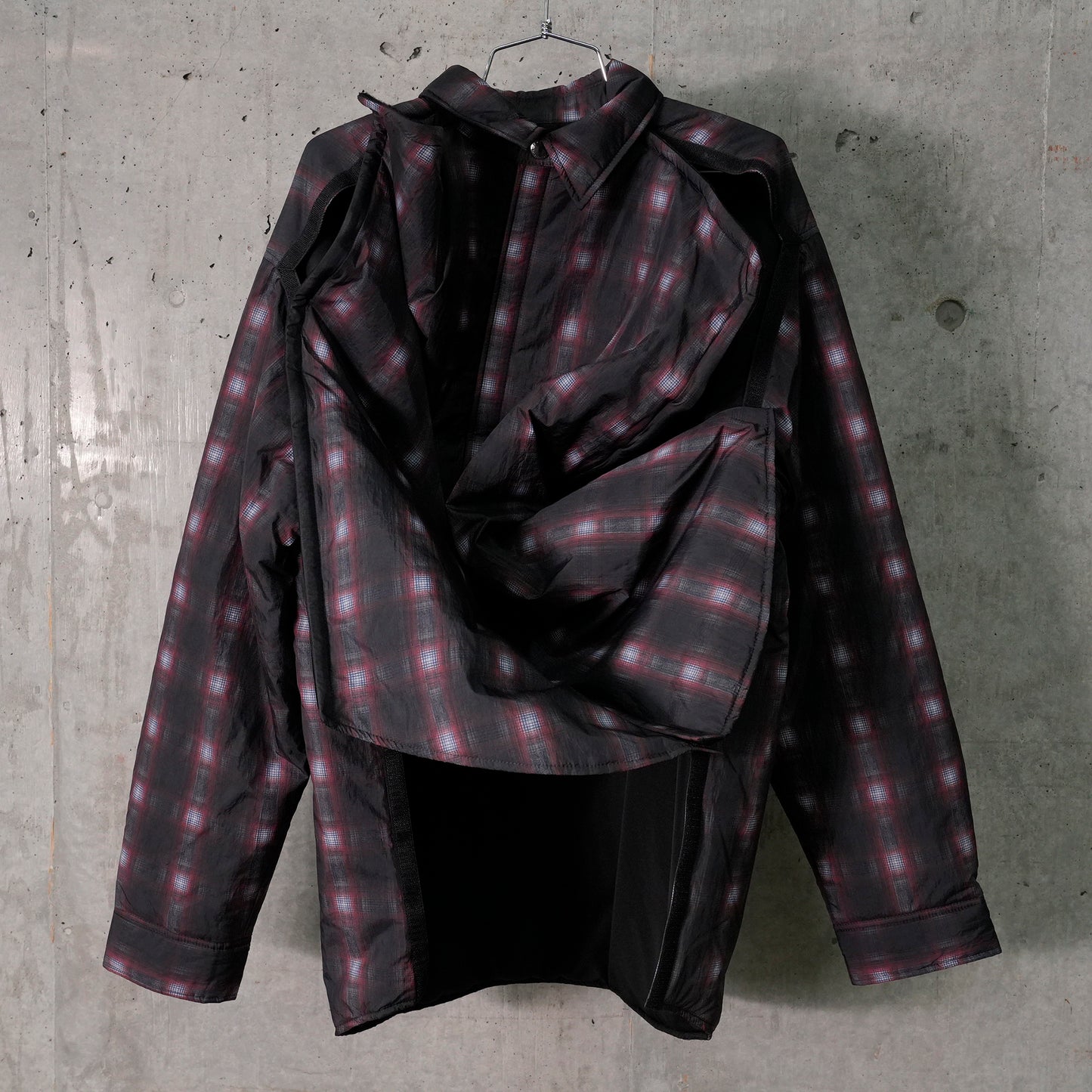 VELCRO PADDED OVERSHIRT / RED/GREY CHECK