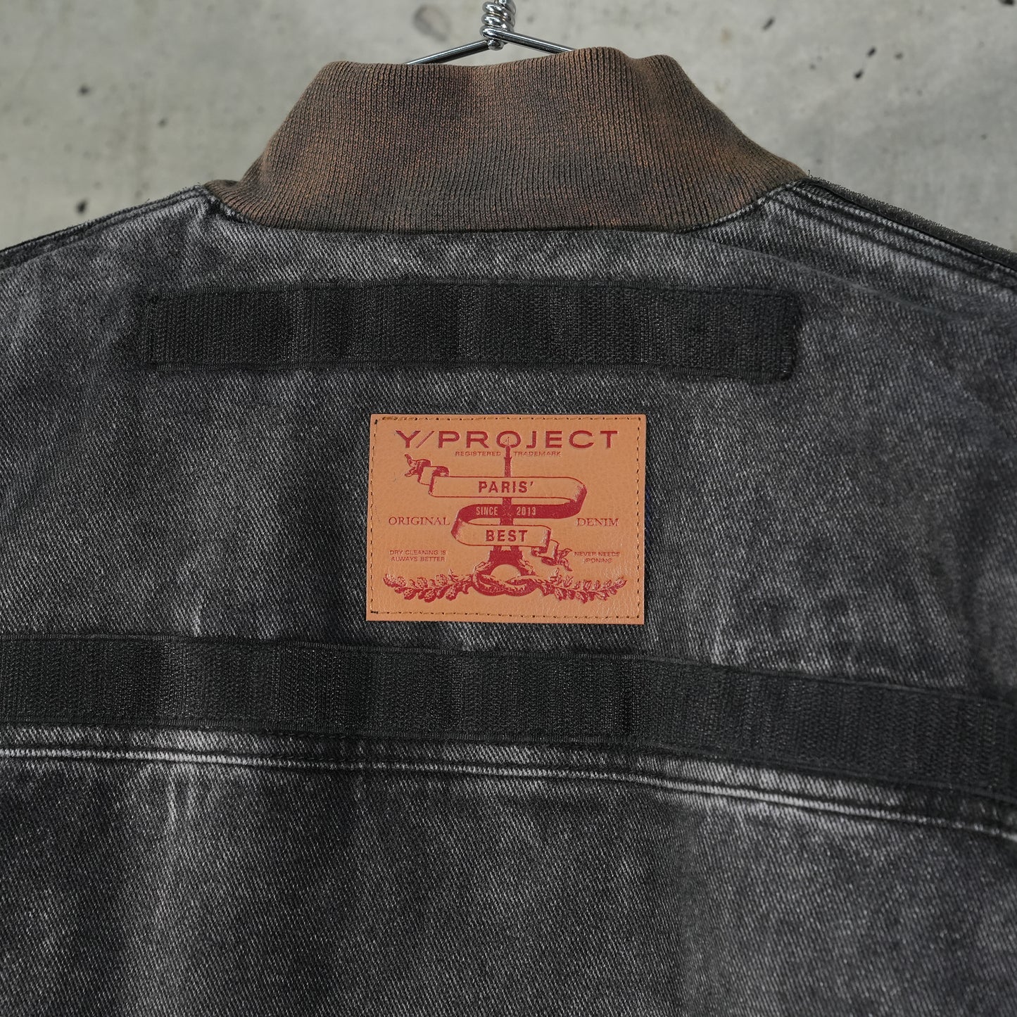 VELCRO DENIM JACKET / BLACK VERTICAL WHISKERS