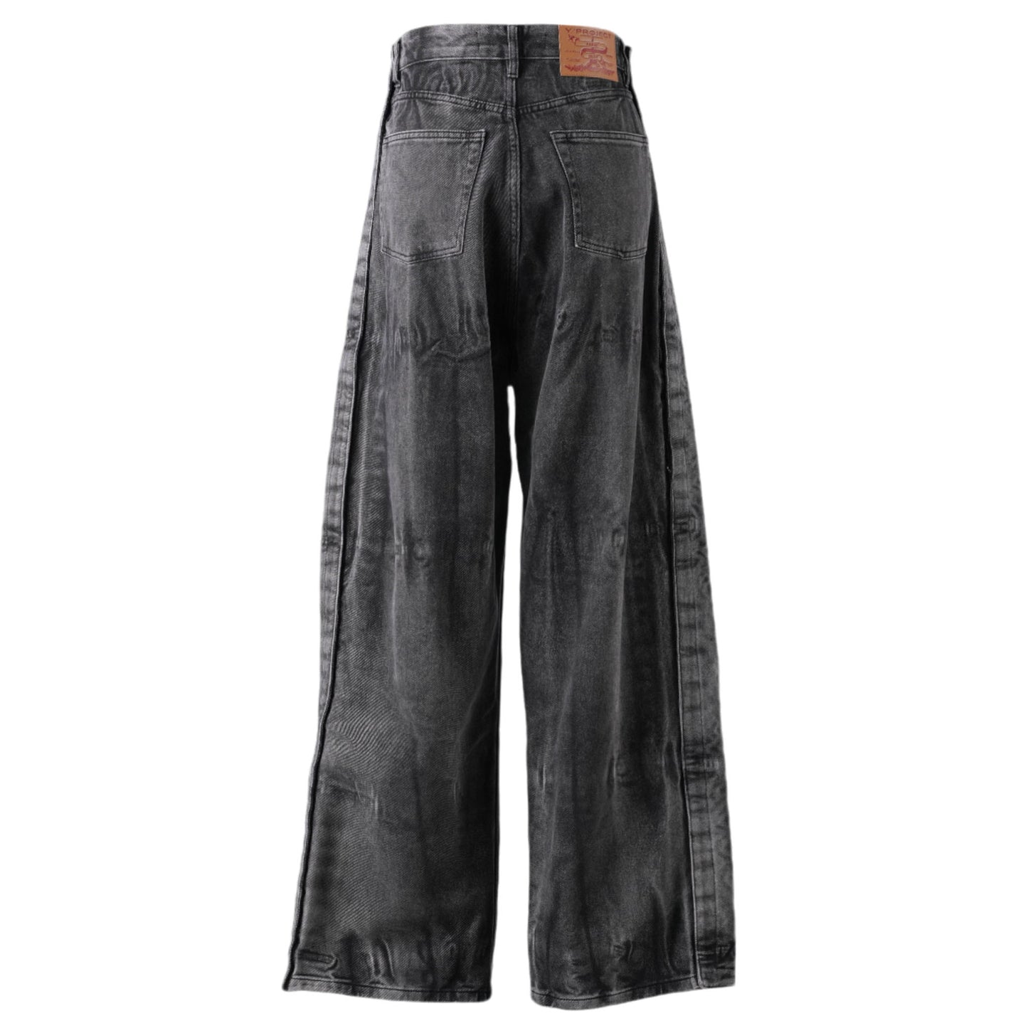 VELCRO PANEL JEANS / BLACK VERTICAL WHISKERS