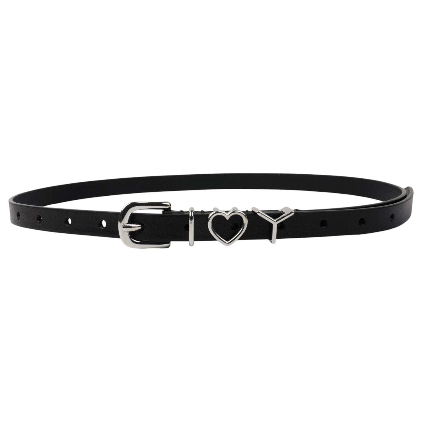 SKINNY Y HEART BELT 15MM / BLACK