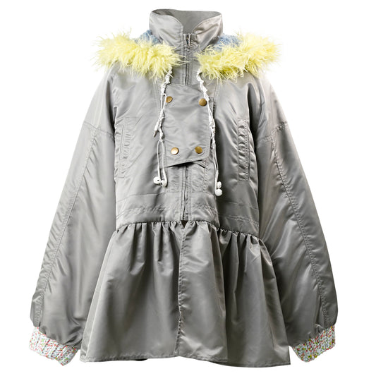 SKIRTED PARKA (GREY) / GREY/YELLOW