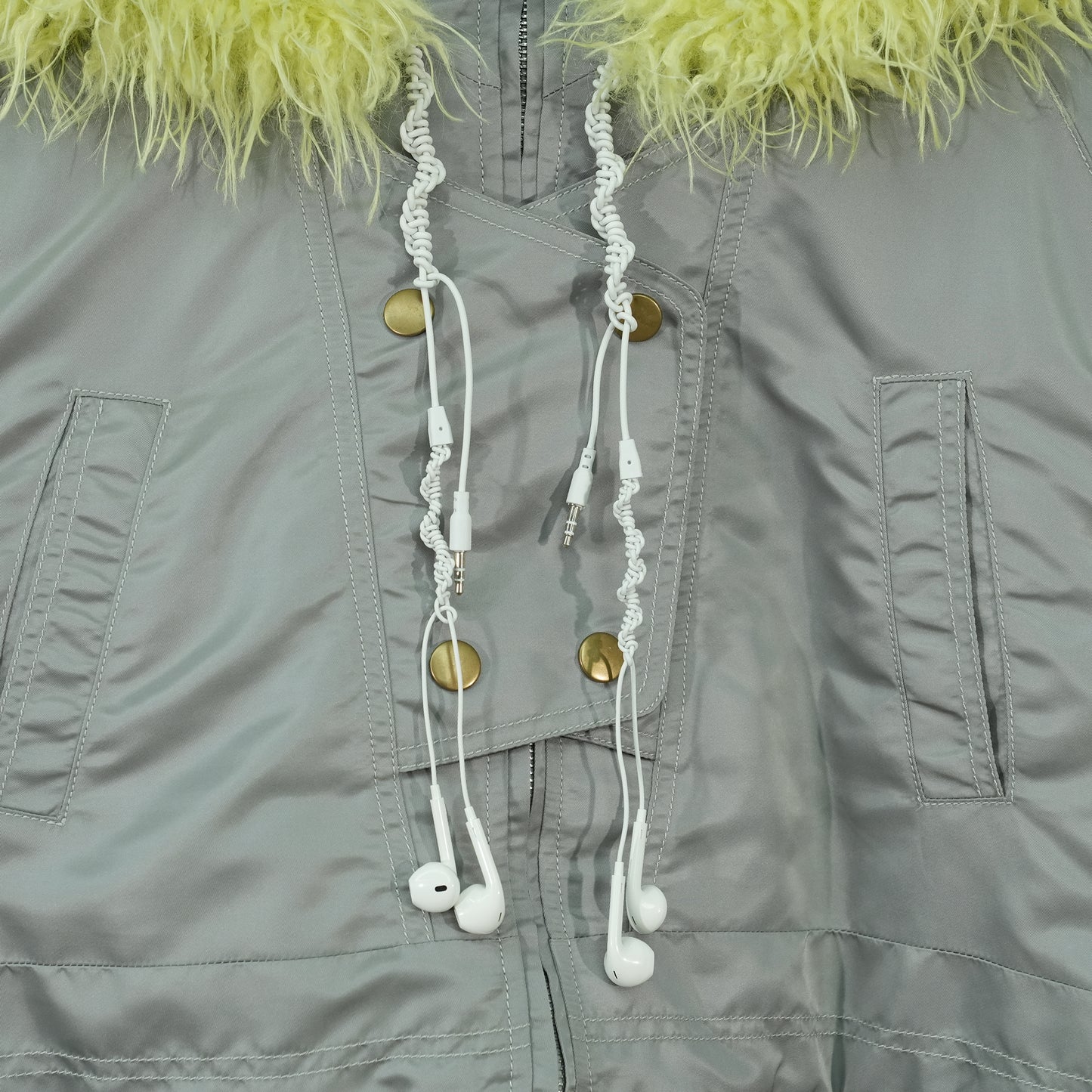 SKIRTED PARKA (GREY) / GREY/YELLOW