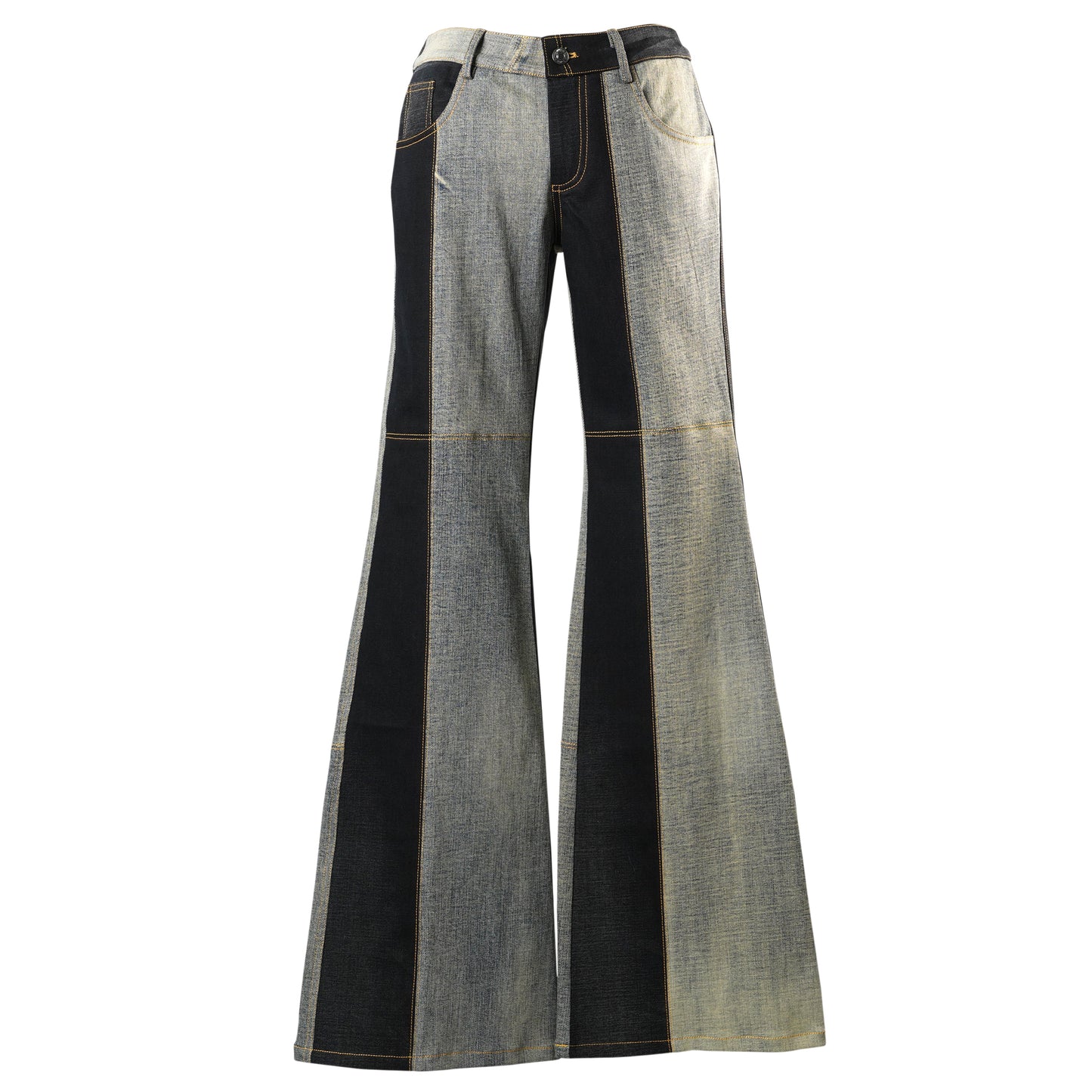 UPCYCLED TWO-TONE JEANS / GREY/BLACK