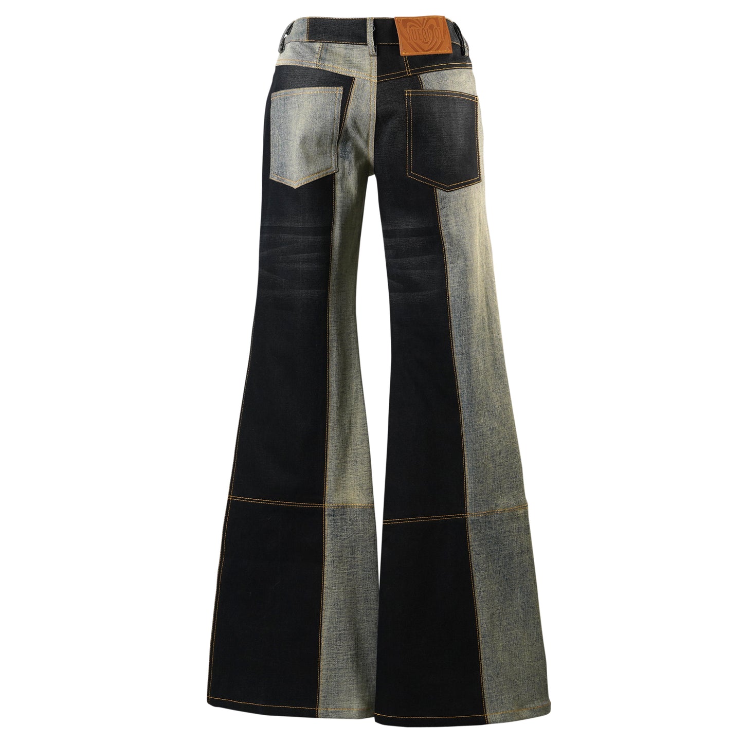 UPCYCLED TWO-TONE JEANS / GREY/BLACK