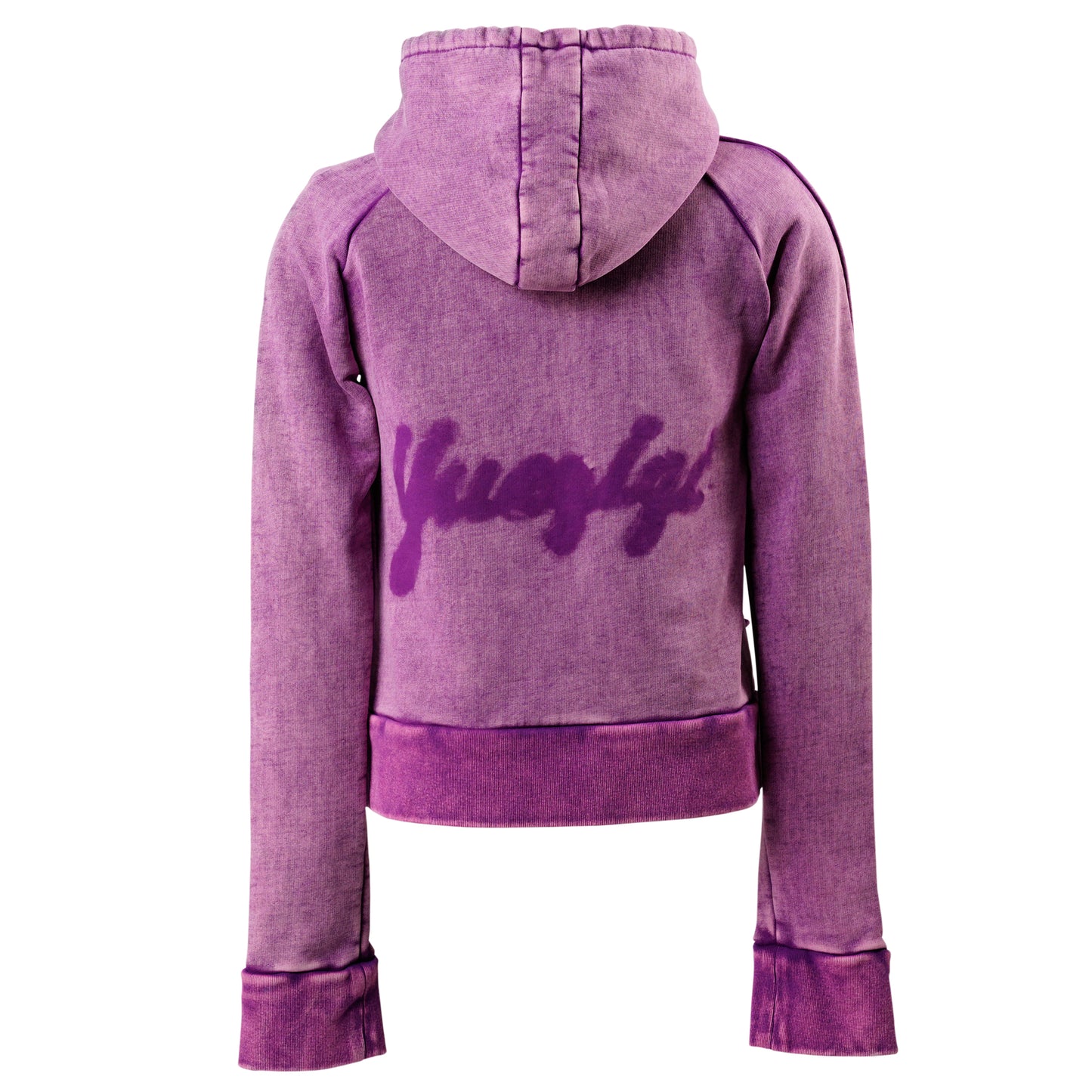 WASHED HOODIE WITH FLOWER MOTIF (PURPLE) / PURPLE