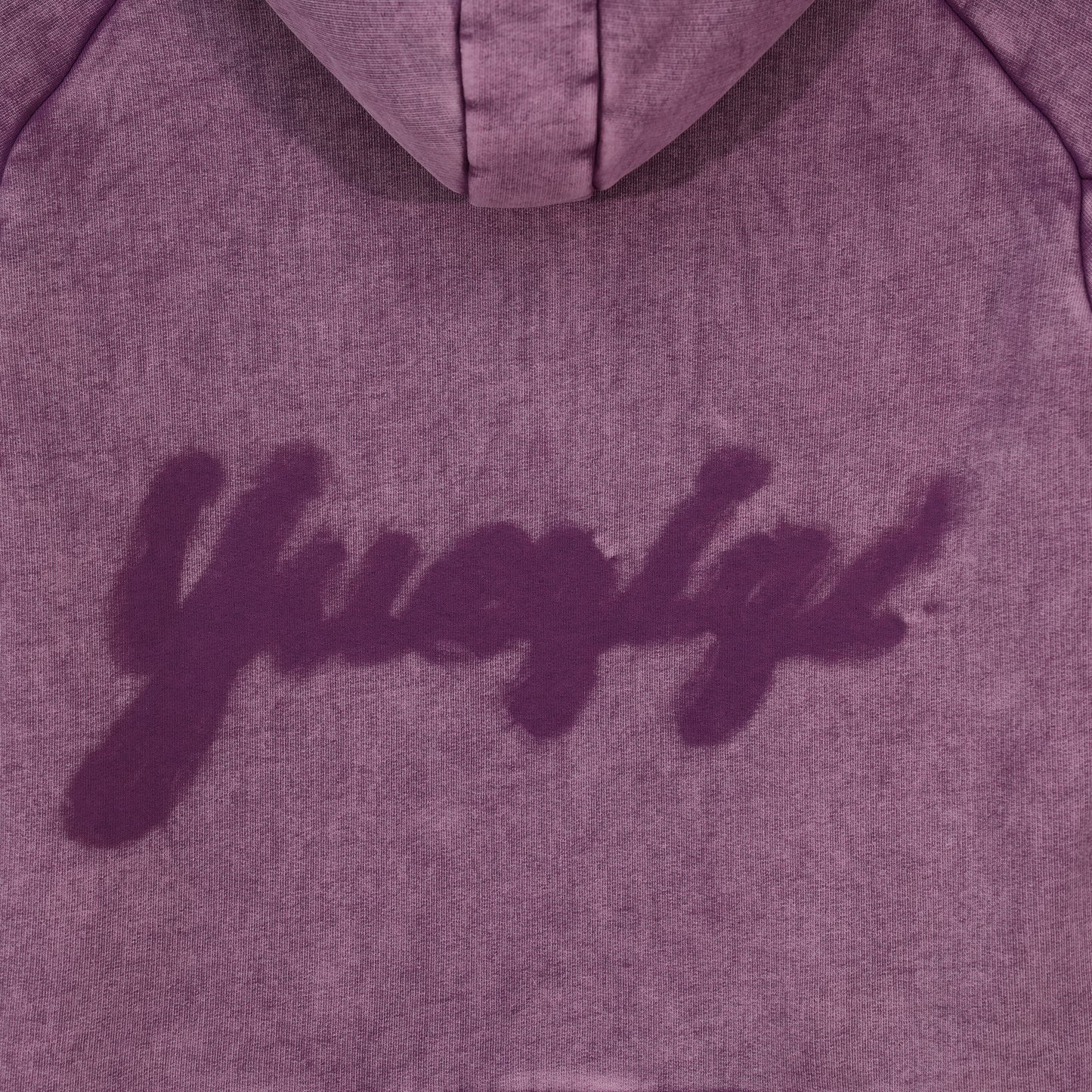 WASHED HOODIE WITH FLOWER MOTIF (PURPLE) / PURPLE