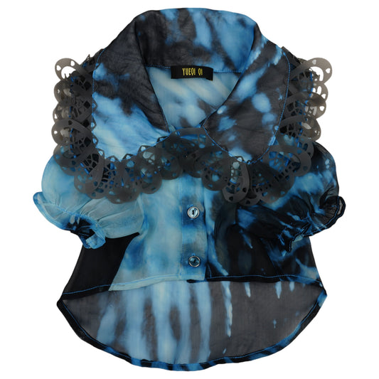 RUFFLED PET DRESS / BLUE