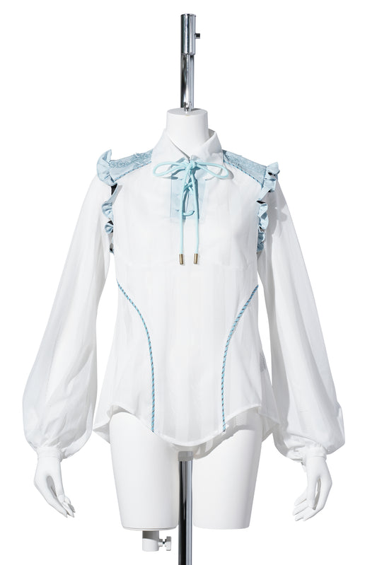 DEVIL COLLAR FOOTBALL JERSEY / WHITE/BLUE