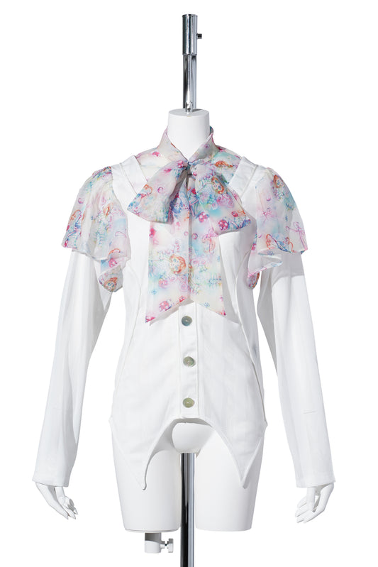 YUEQI QI x EMA GASPAR BAT SLEEVES FOOTBALL JERSEY / WHITE/PRINT