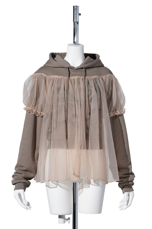 CURTAIN HOODIE / TAUPE/NUDE