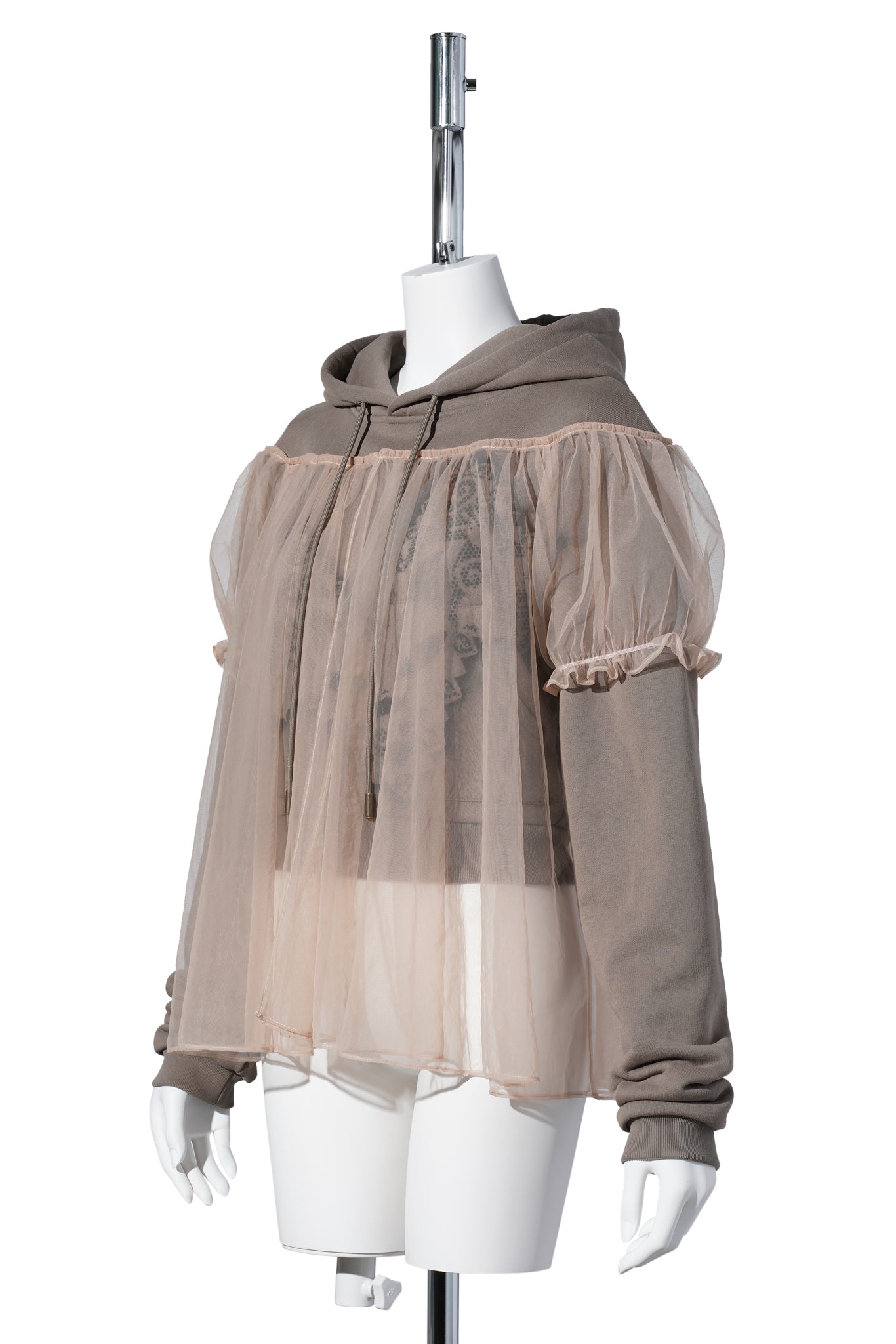 CURTAIN HOODIE / TAUPE/NUDE