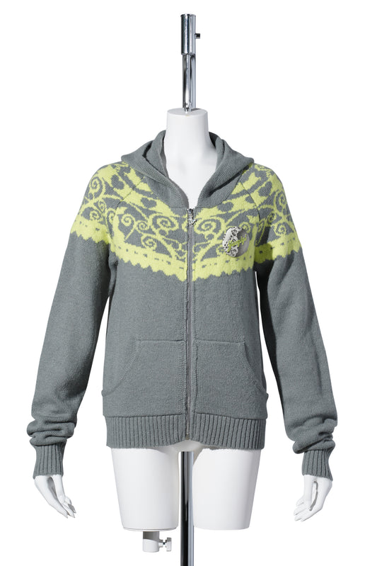 FAIR ISLE SWEATER / GREY/YELLOW