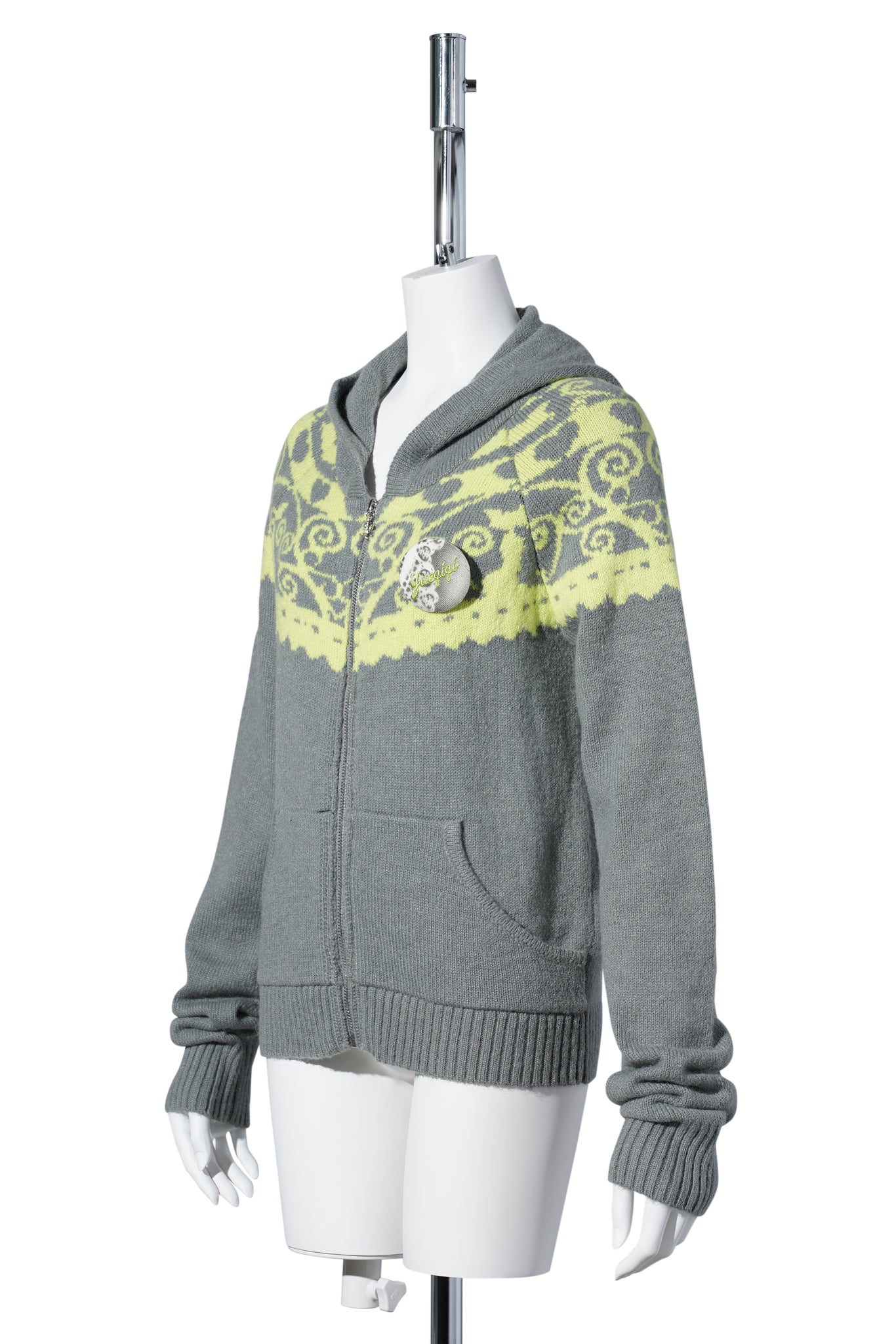 FAIR ISLE SWEATER / GREY/YELLOW