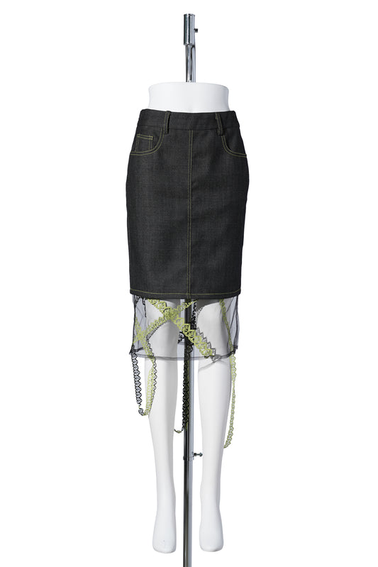 LASER LOVE PENCIL SKIRT / BLACK
