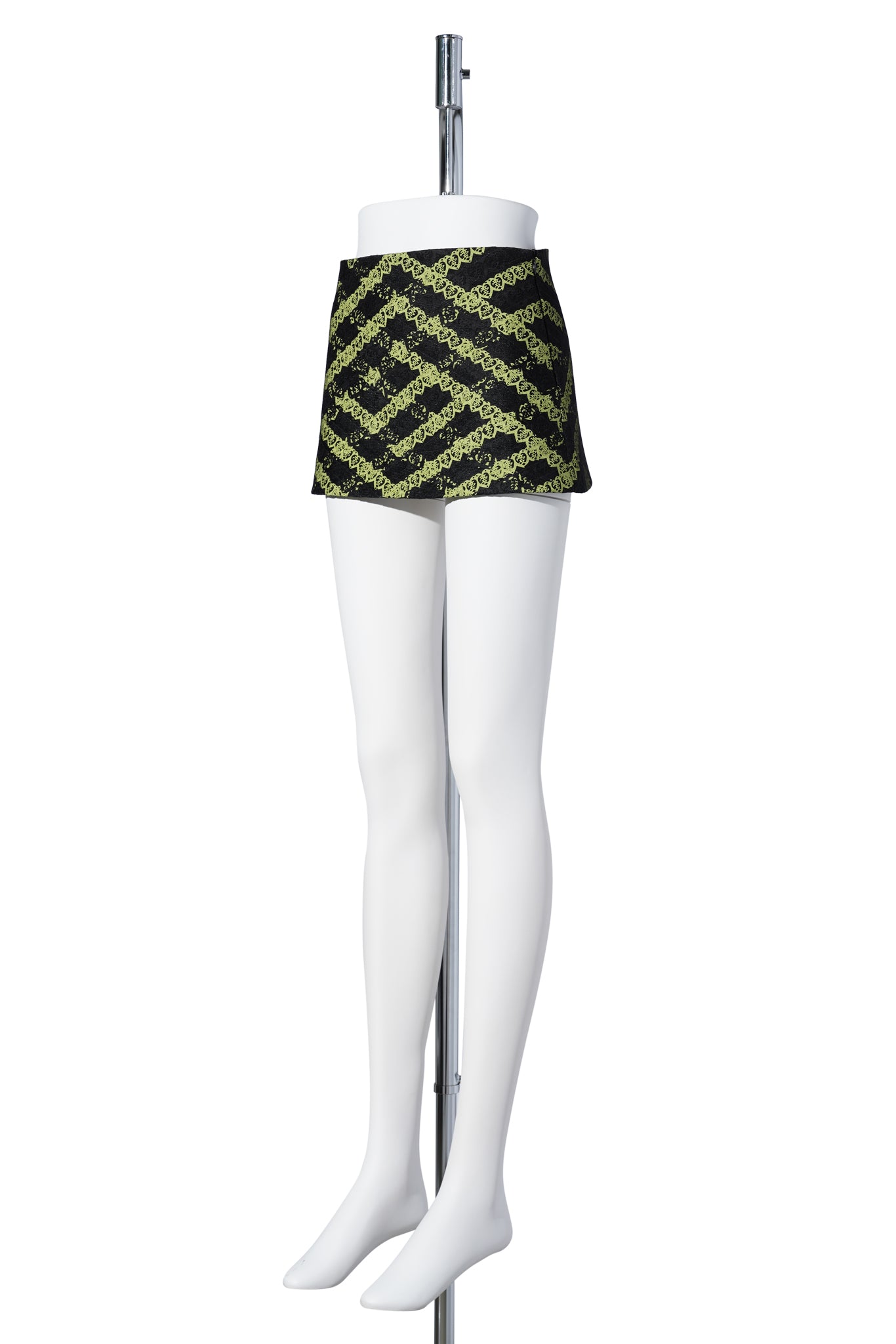 LASER LOVE WEAVE MINI SKIRT / BLACK/YELLOW-GREEN