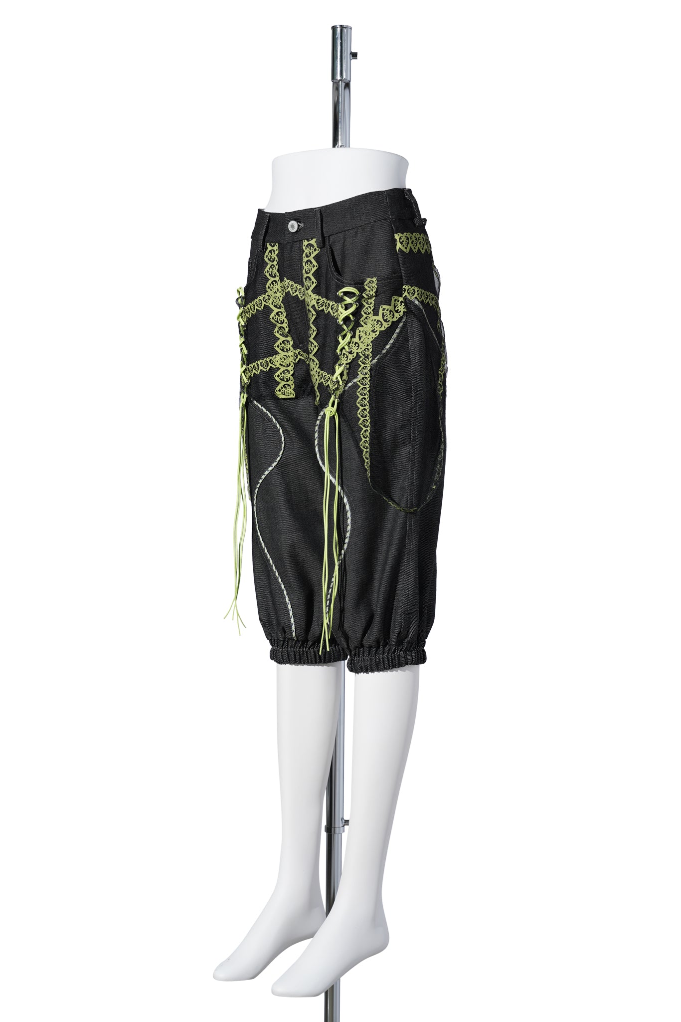 LASER LOVE CAPRIS WITH MESH OVERLAY / BLACK/YELLOW -GREEN