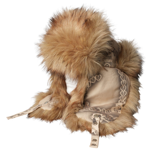 FELINE AIRBRUSH USHANKA / BEIGE/BLACK