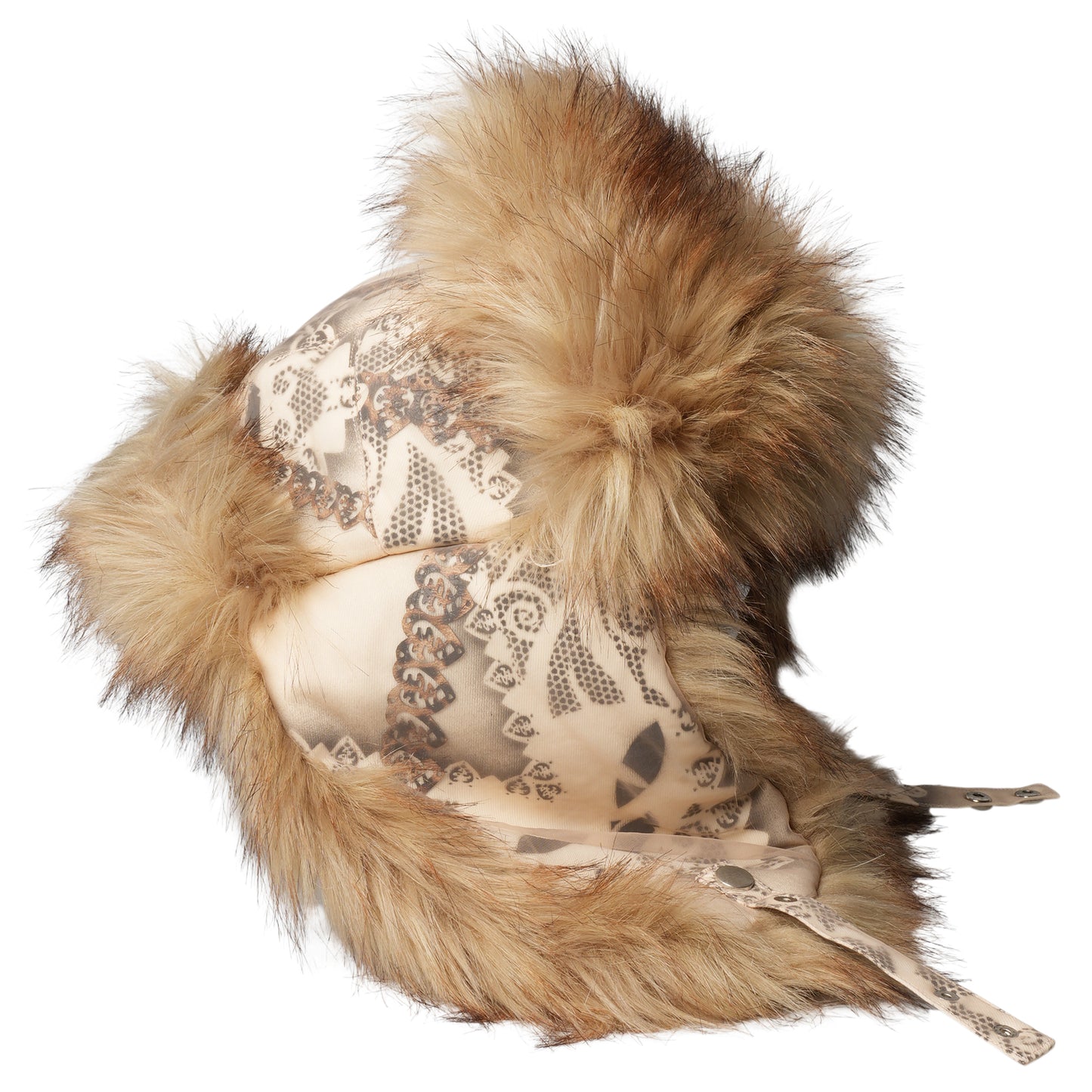 FELINE AIRBRUSH USHANKA / BEIGE/BLACK