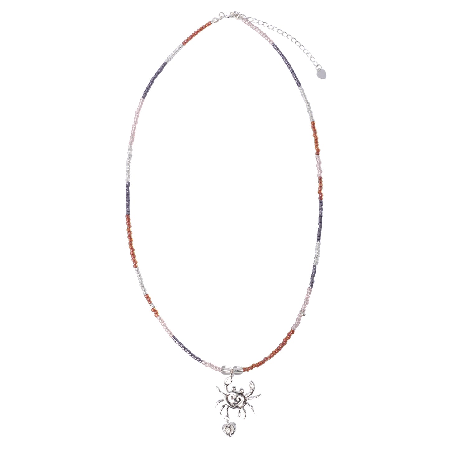 CANCER BEADED NECKLACE / ORANGE/GREY